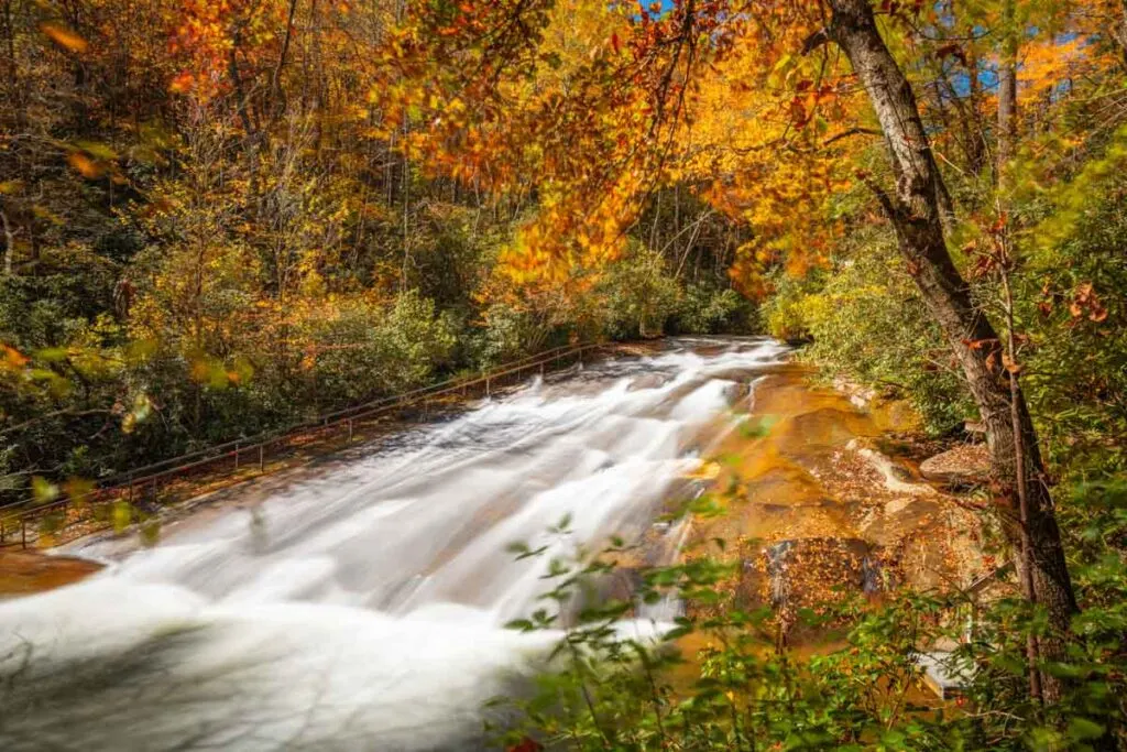 The incredible Sliding Rock Falls in Pisgah National Forest in Ahseville, North Carolina