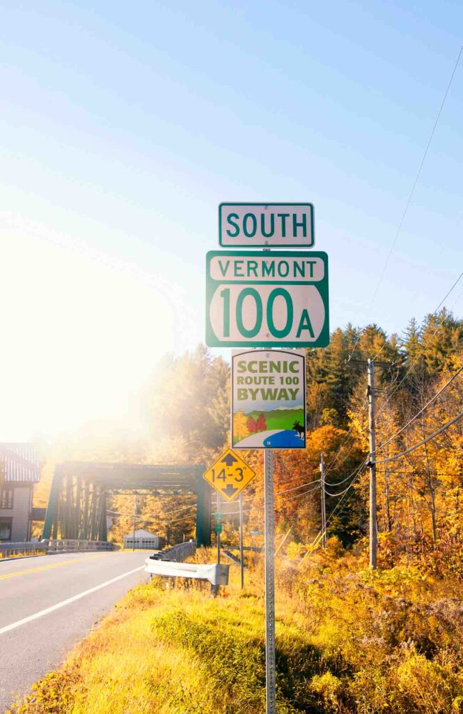 South Vermont road sign, fall season