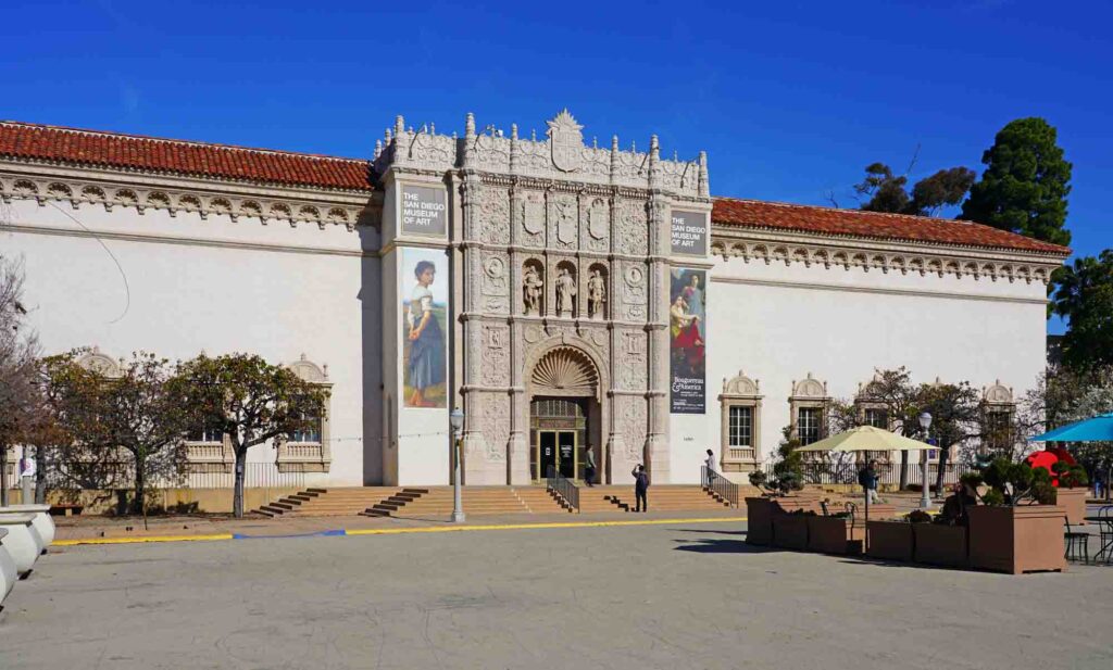 View of the San Diego Museum of Art located in Balboa Park in San Diego, California.