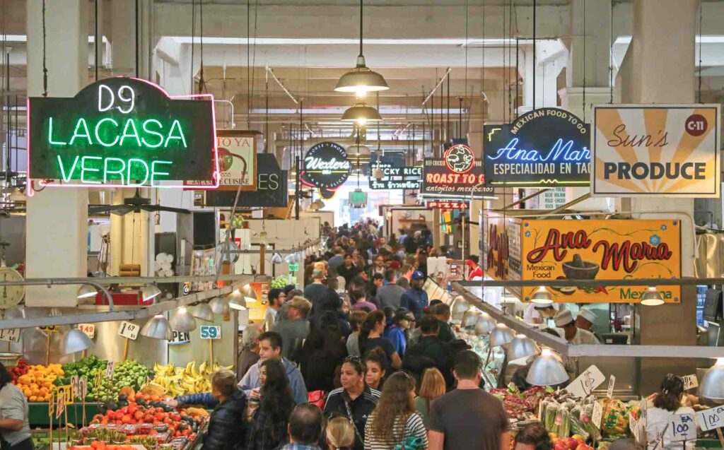 Crowds flock to the Grand Central Market in downtown Los Angeles