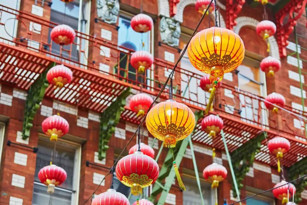 Red lanterns in Chinatown of San Francisco, California